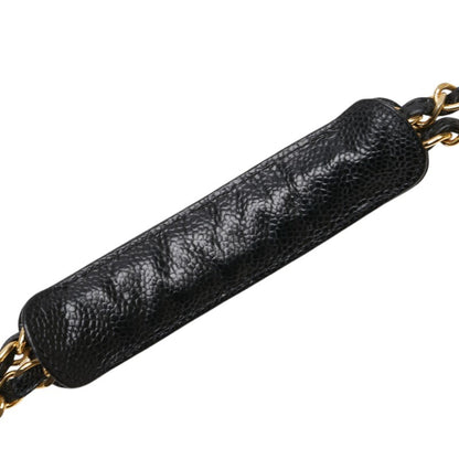 Chanel Coco Mark Chain Shoulder Bag Tote Black Caviar Skin