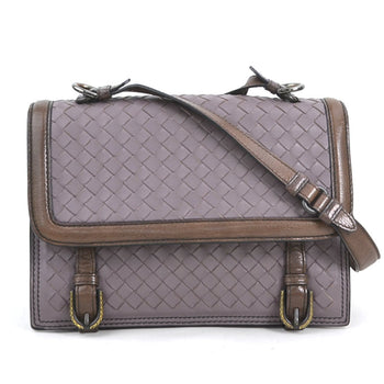 Bottega Veneta Shoulder Bag Intrecciato Leather Purple Brown