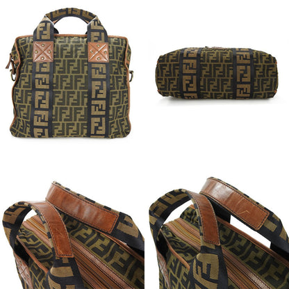 Fendi 7Va158 2Way Handbag Zucca Shoulder Nylon Leather Gold Hardware 2Way Hand Bag Canvas Brown