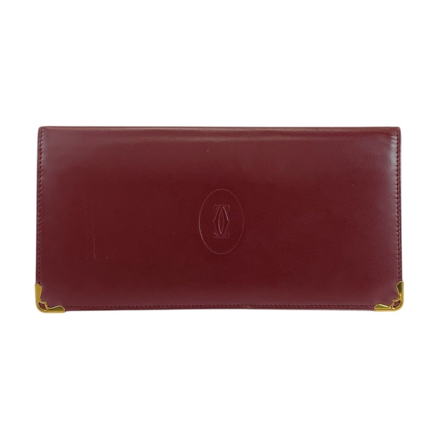 Cartier Must Line Bordeaux Gold Hardware Leather Long Wallet