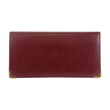 Cartier Must Line Bordeaux Gold Hardware Leather Long Wallet