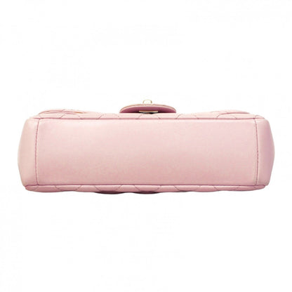 Chanel Shoulder Bag Matelasse W Chain Lambskin Pink Champagne