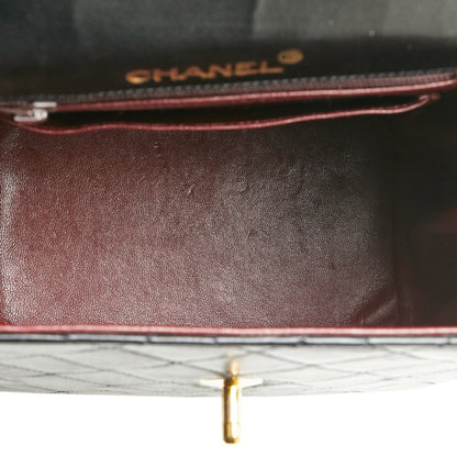 Chanel Matelasse Coco Mark Handbag Tote Bag Black Lambskin