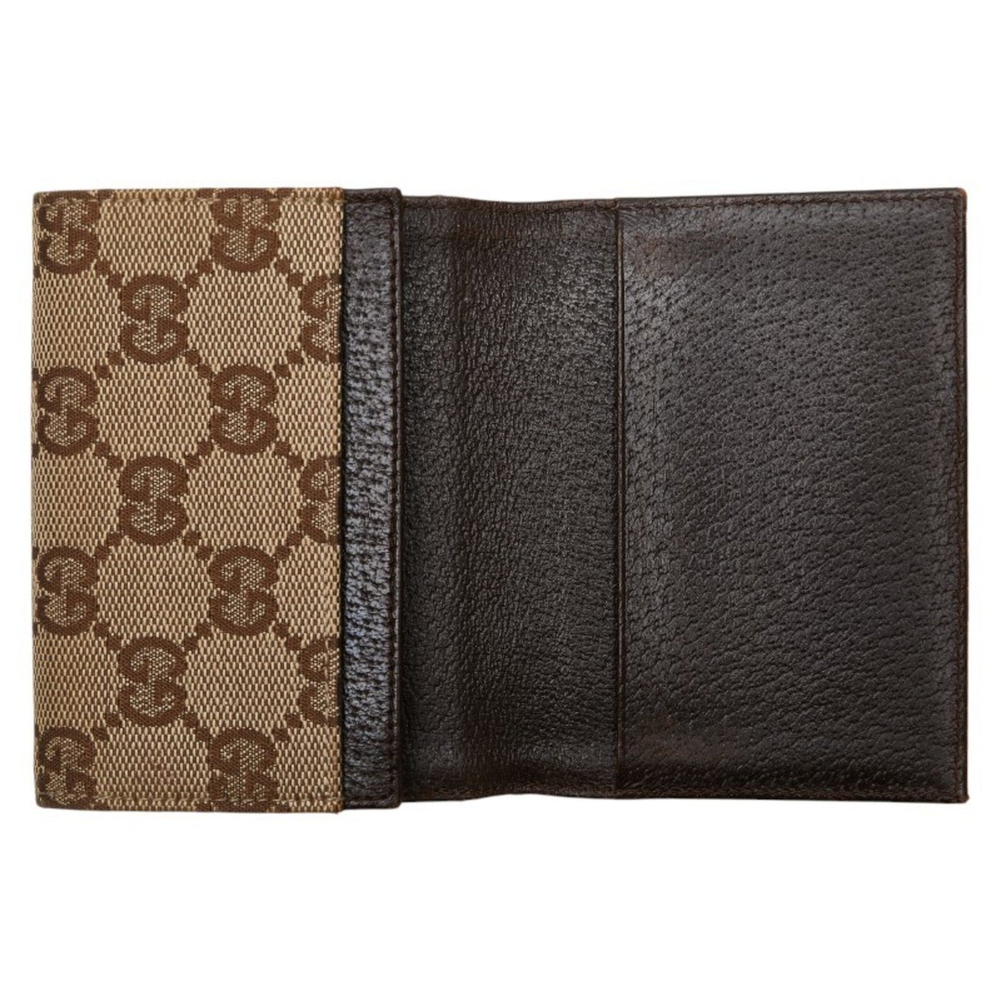 Gucci Gg Canvas Business Card Case/Card Case/Pass Case 120965 Beige Brown Leather