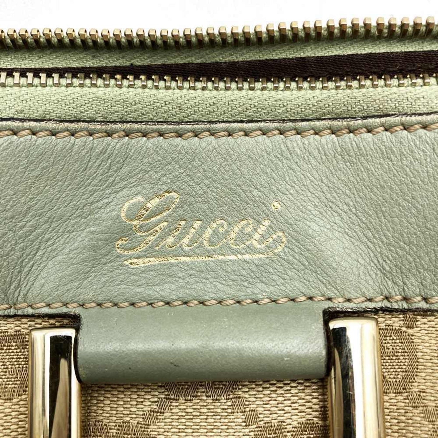 Gucci 204940 Shoulder Bag Gg Canvas Leather Abby Beige Green