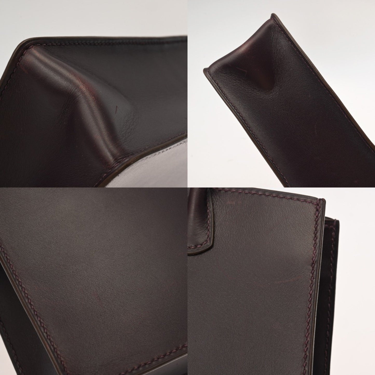 Hermes White Bass Tpm Raisin (F Stamp) (Circa 2002) Women'S Box Calf Scarf Handbag