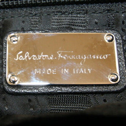 Salvatore Ferragamo Gancini Sofia Handbag 21A896 Black Leather Shoulder Bag