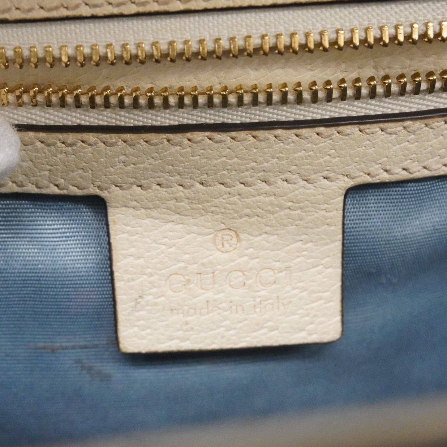 Gucci Sylvie Handbag 524405 Leather Ivory Gold