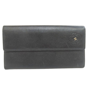 Chanel Camellia Coco Mark Long Wallet Calfskin