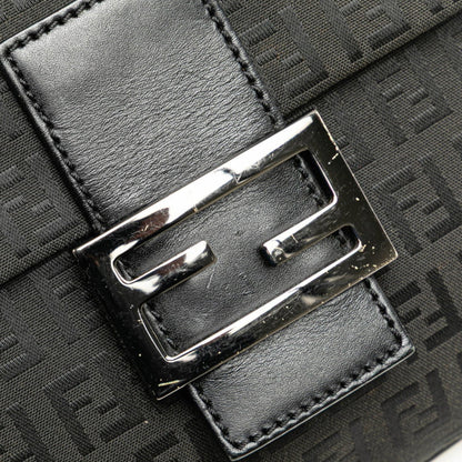 Fendi Zucchino Shoulder Bag 8Bt075 Black Canvas Leather