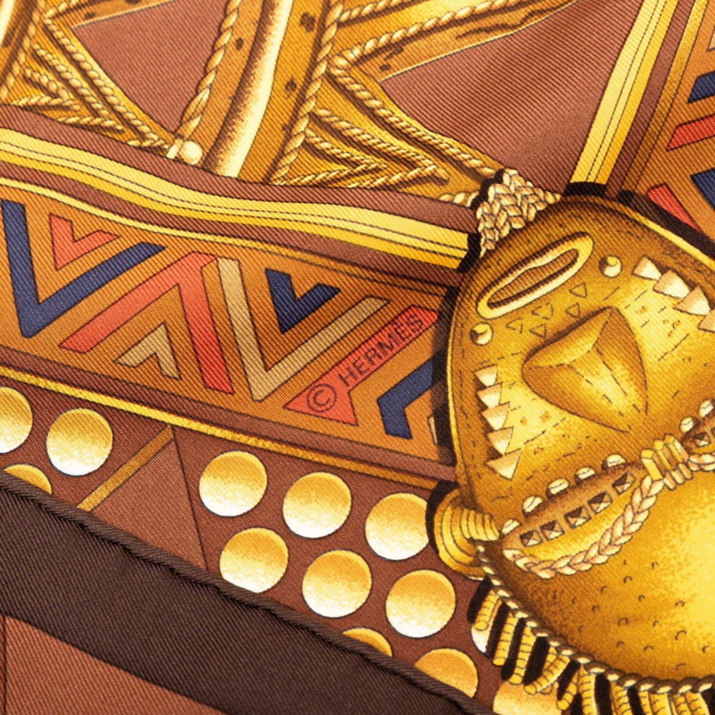 Hermes Herms Carr 90 "Lor Des Chefs" Gold Chiefs Scarf