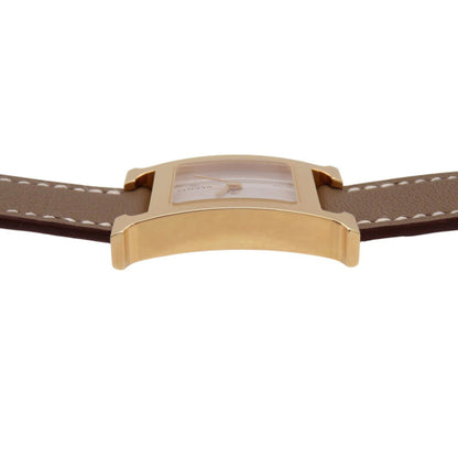 Like New Hermes H Watch Double Tour Hh1.202C Quartz Wristwatch Ss/Leather Silver U Stamp 1101Hermes