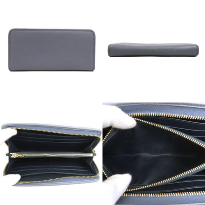 Loewe Round Long Wallet Anagram Leather Gray Gold