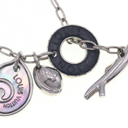 Louis Vuitton Necklace Sand Charms M62500 Silver Black Metal Shell Choker