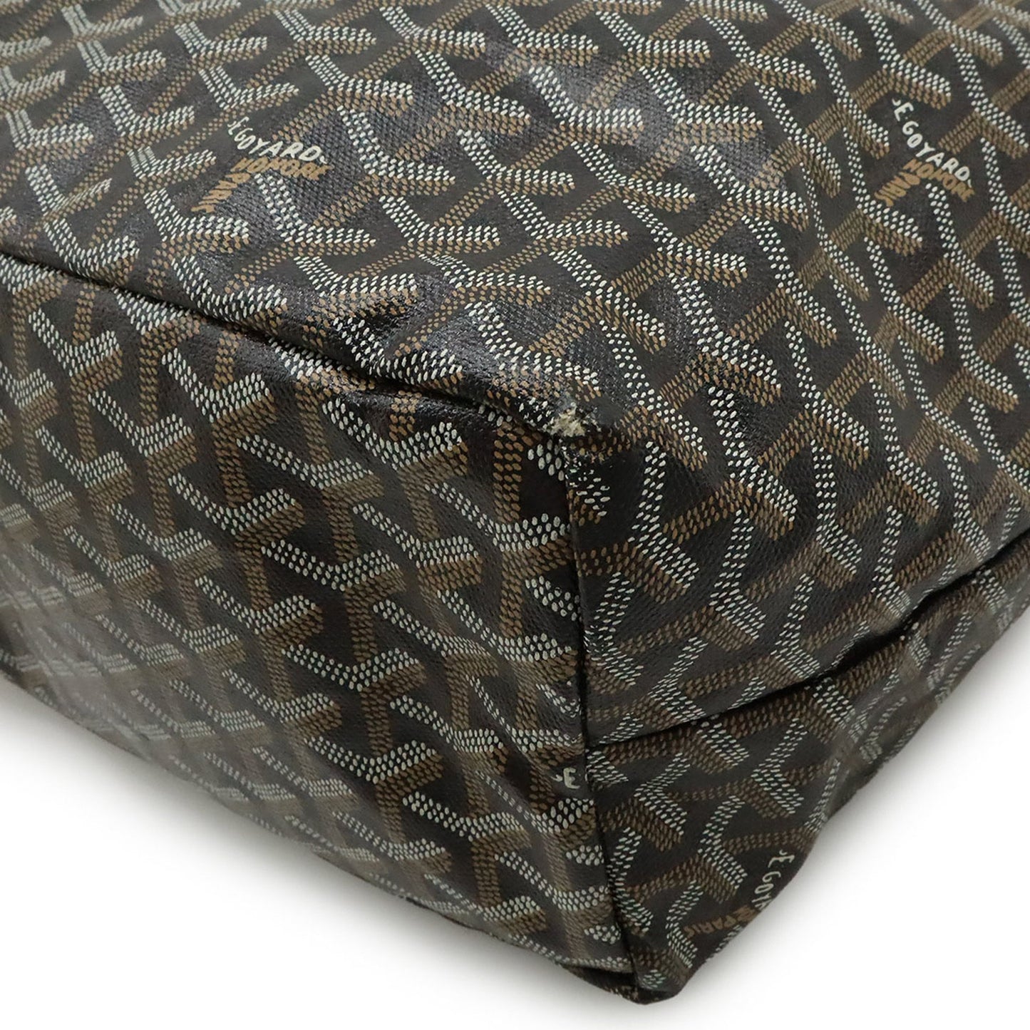 Goyard Saint Louis Pm Tote Bag Shoulder Coated Canvas Leather Black Brown White