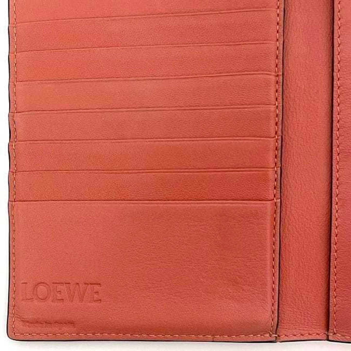 Loewe Bi-Fold Wallet Vertical Small Ec-23121 Beige Camel Brown Salmon Pink Anagram C660S87X01