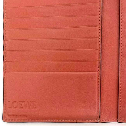 Loewe Bi-Fold Wallet Vertical Small Ec-23121 Beige Camel Brown Salmon Pink Anagram C660S87X01