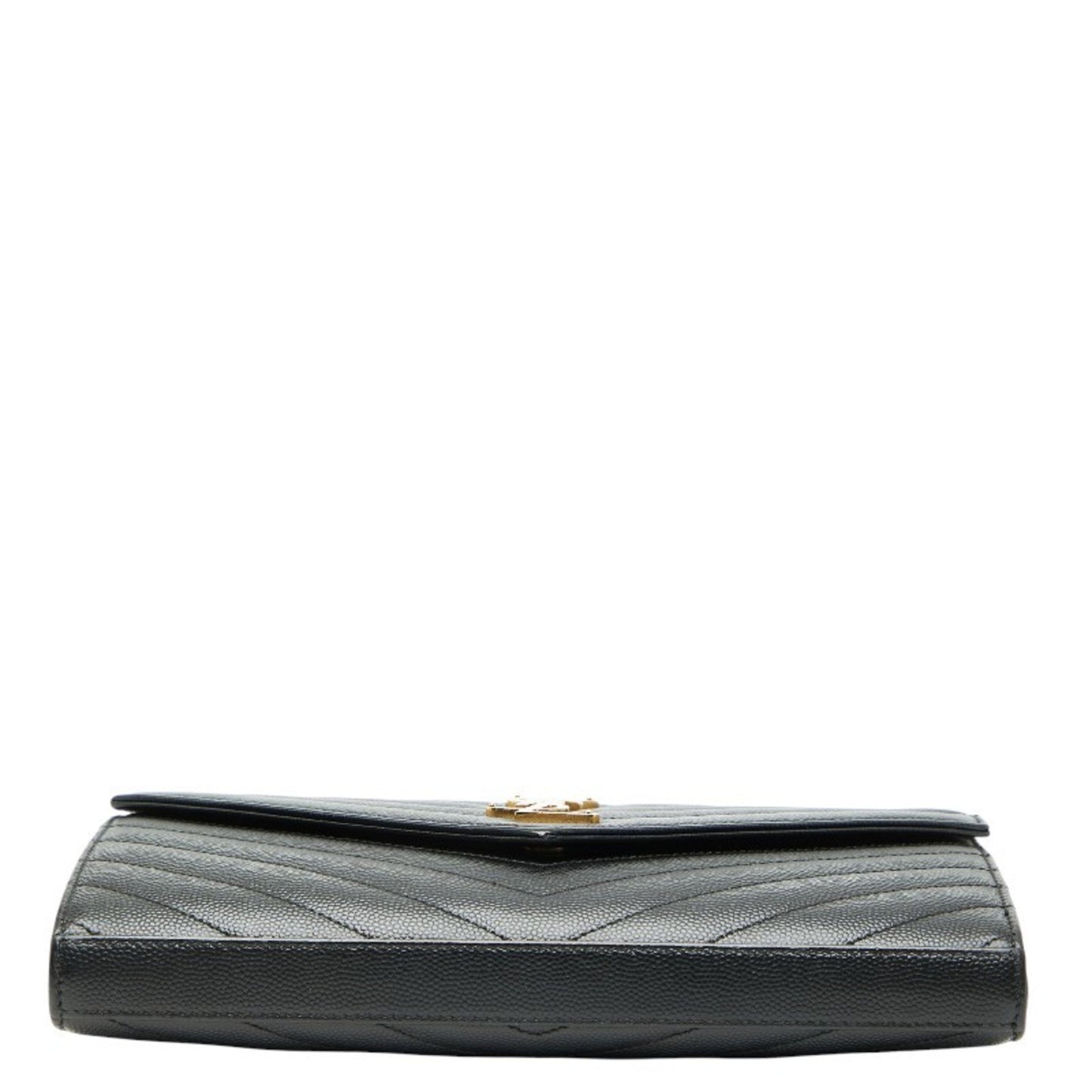Saint Laurent Cassandra Ysl Logo Chain Wallet In Black Leather