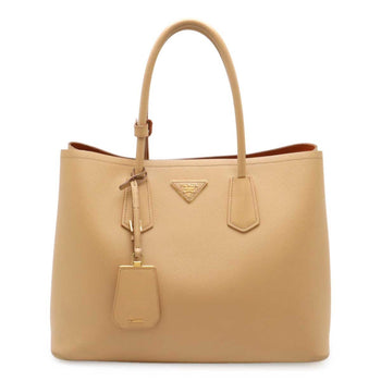 Prada Prada Double Tote Bag Handbag Saffiano Leather Noisette Beige Orange Purchased At A Japanese