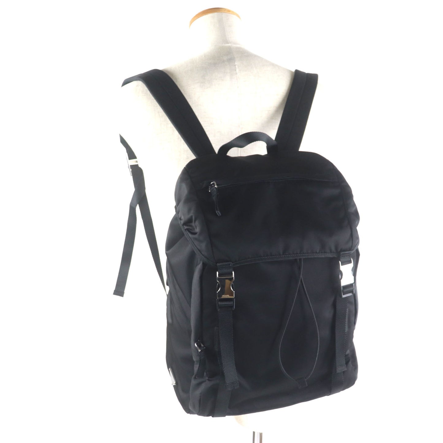 Prada Tessuto Nylon Backpack With Triangle Logo And Plate