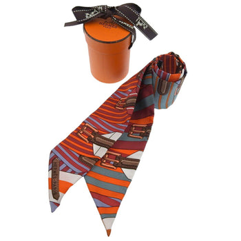 Hermes Herms Twilly Belt Motif Scarf/Muffler In Multicolor Silk