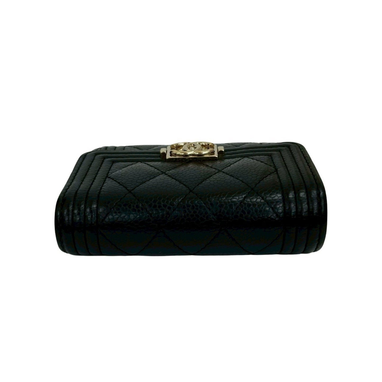 Chanel Matelasse Coco Mark Caviar Leather Tri-Fold Wallet
