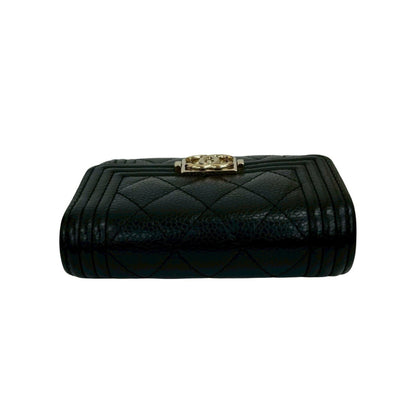 Chanel Matelasse Coco Mark Caviar Leather Tri-Fold Wallet