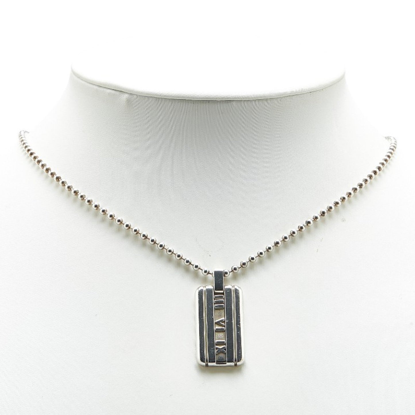 Tiffany Atlas Plate Ball Chain Necklace Sv925 Silver