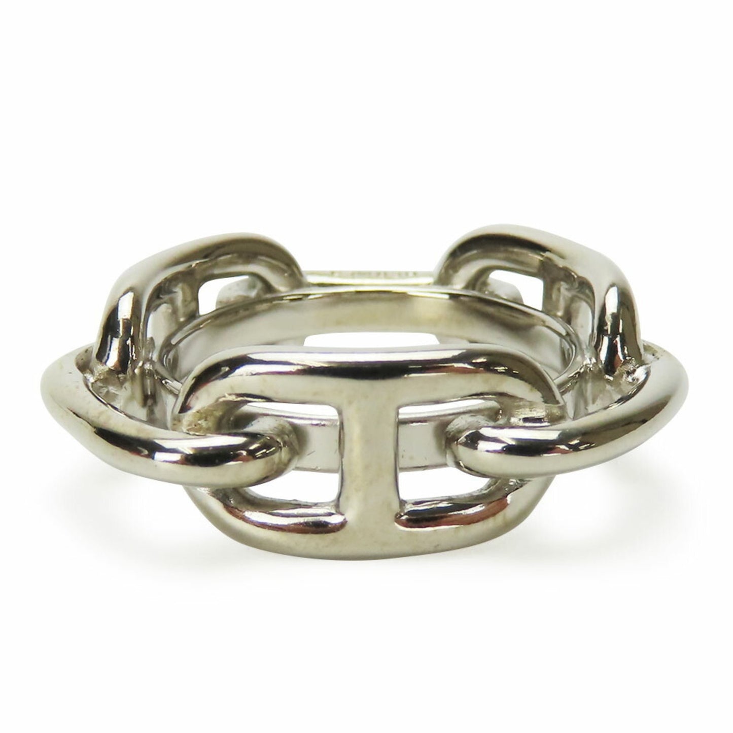 Hermes Scarf Ring Chaine D'Ancre Metal Silver Accessory
