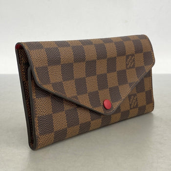 Louis Vuitton Damier Portefeuille Josephine Tri-Fold Wallet N63543 Red Ebene