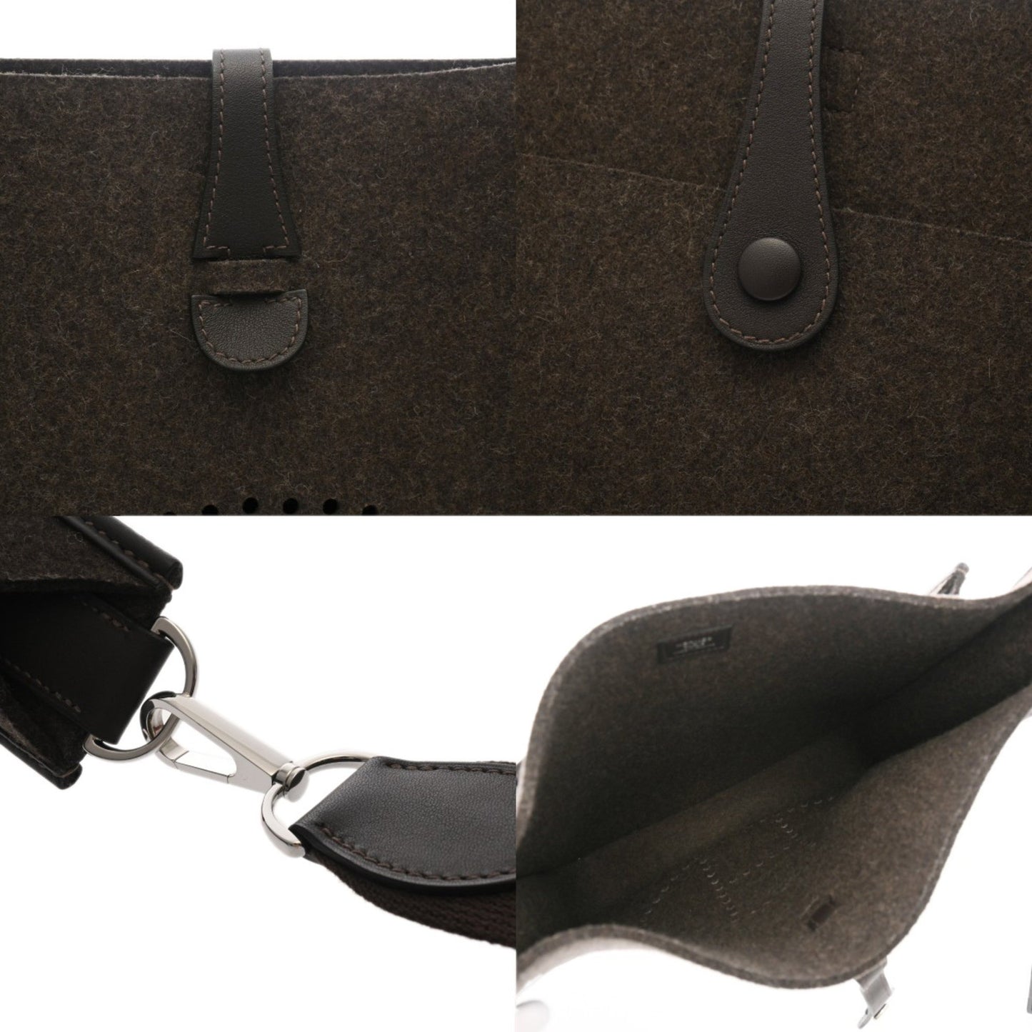 Hermes Evelyne 3 Pm Grimoire Chocolat Z Stamp (Circa 2021) Women'S Felt Swift Shoulder Bag