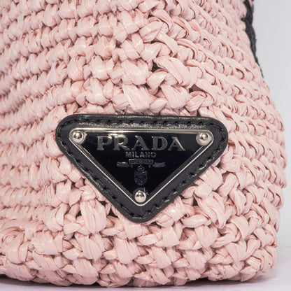 Prada Small Crochet Tote Bag 1Bg422 Raffia-Like Pink