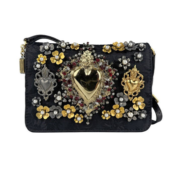 Dolce & Gabbana Shoulder Bag Satin Metal Black Gold Silver Red