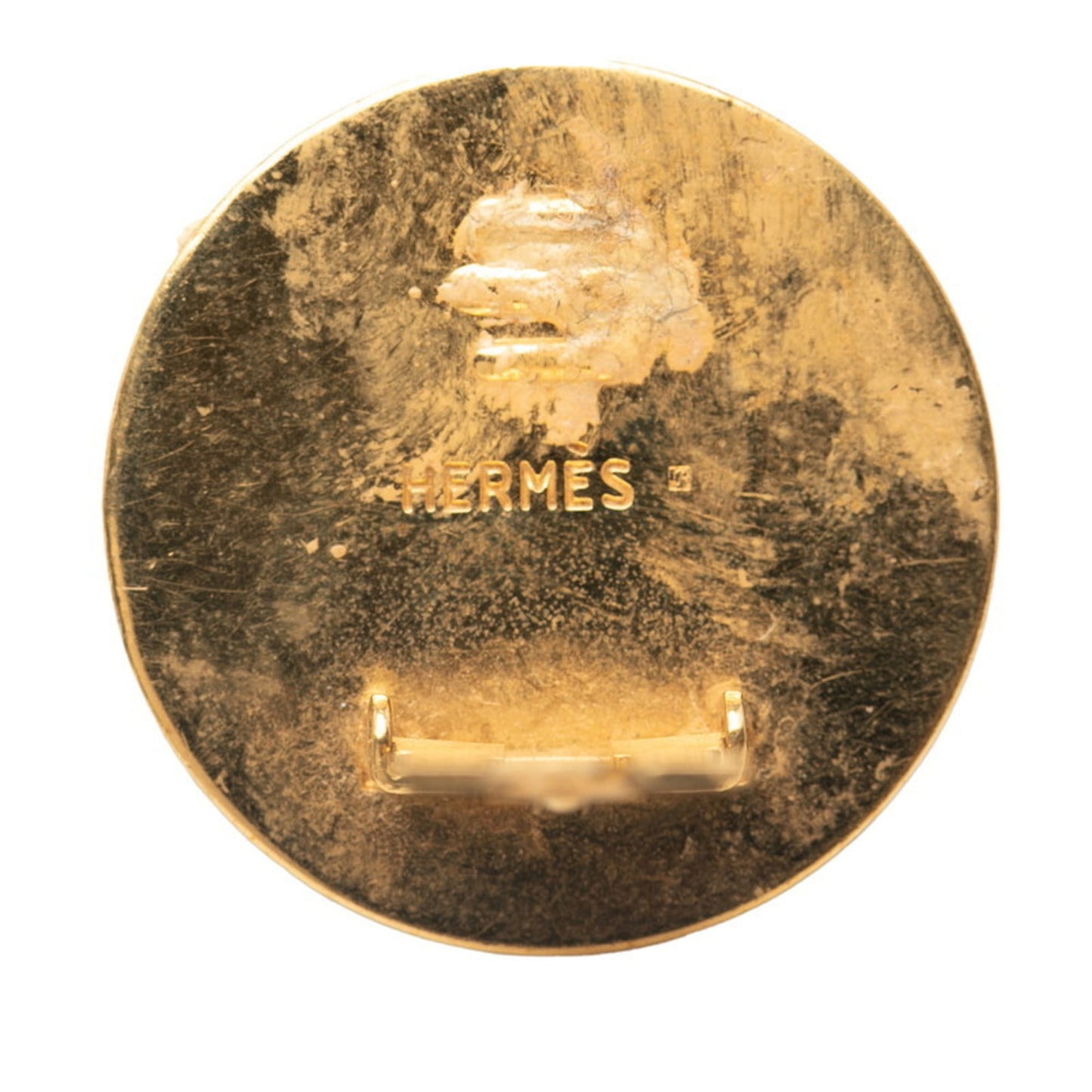 Hermes Enamel Cloisonn Earrings In Gold-Green