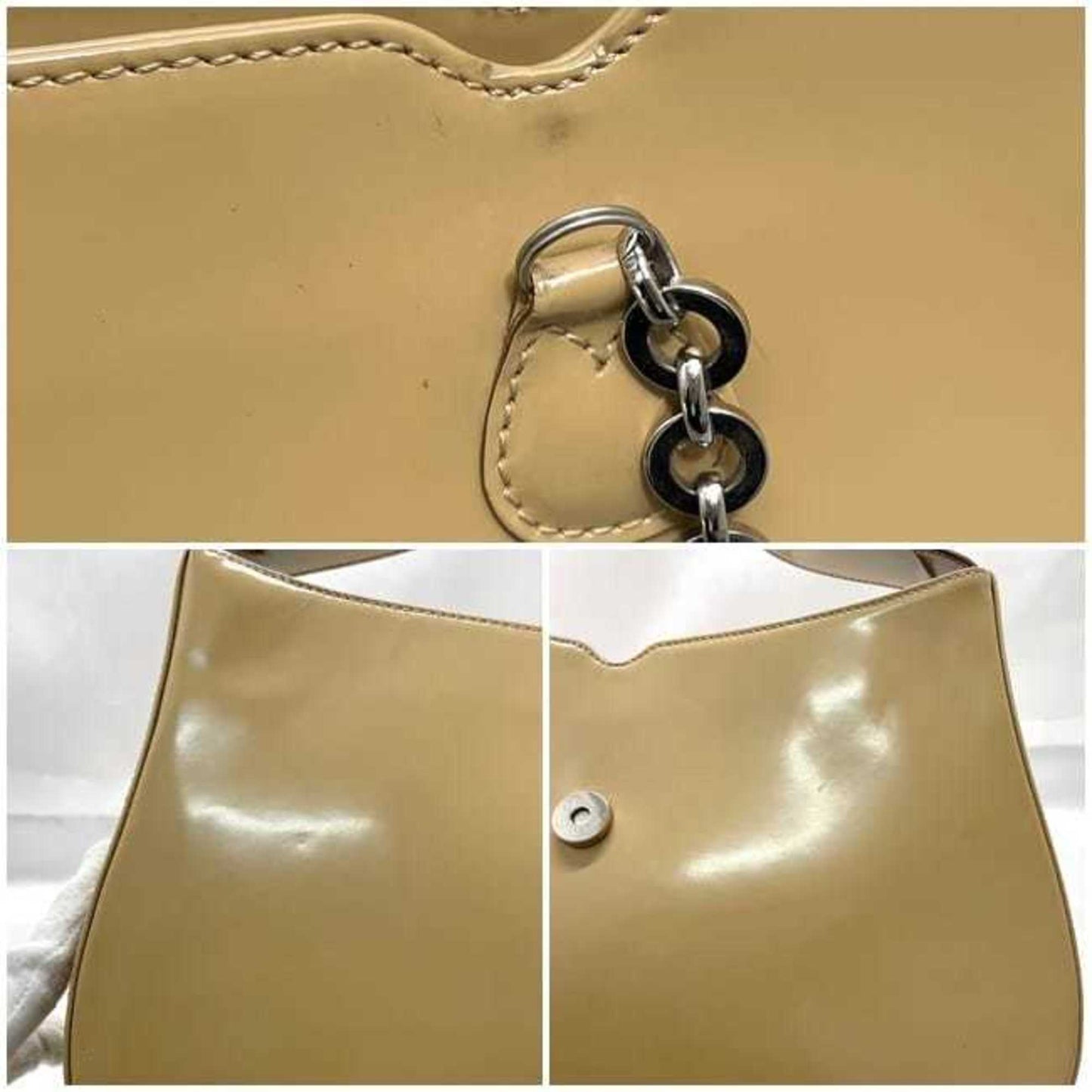 Salvatore Ferragamo Bag Ec-23056 Beige Gancini Calf Leather Dd 21 82 C3 Handbag Metal Fittings