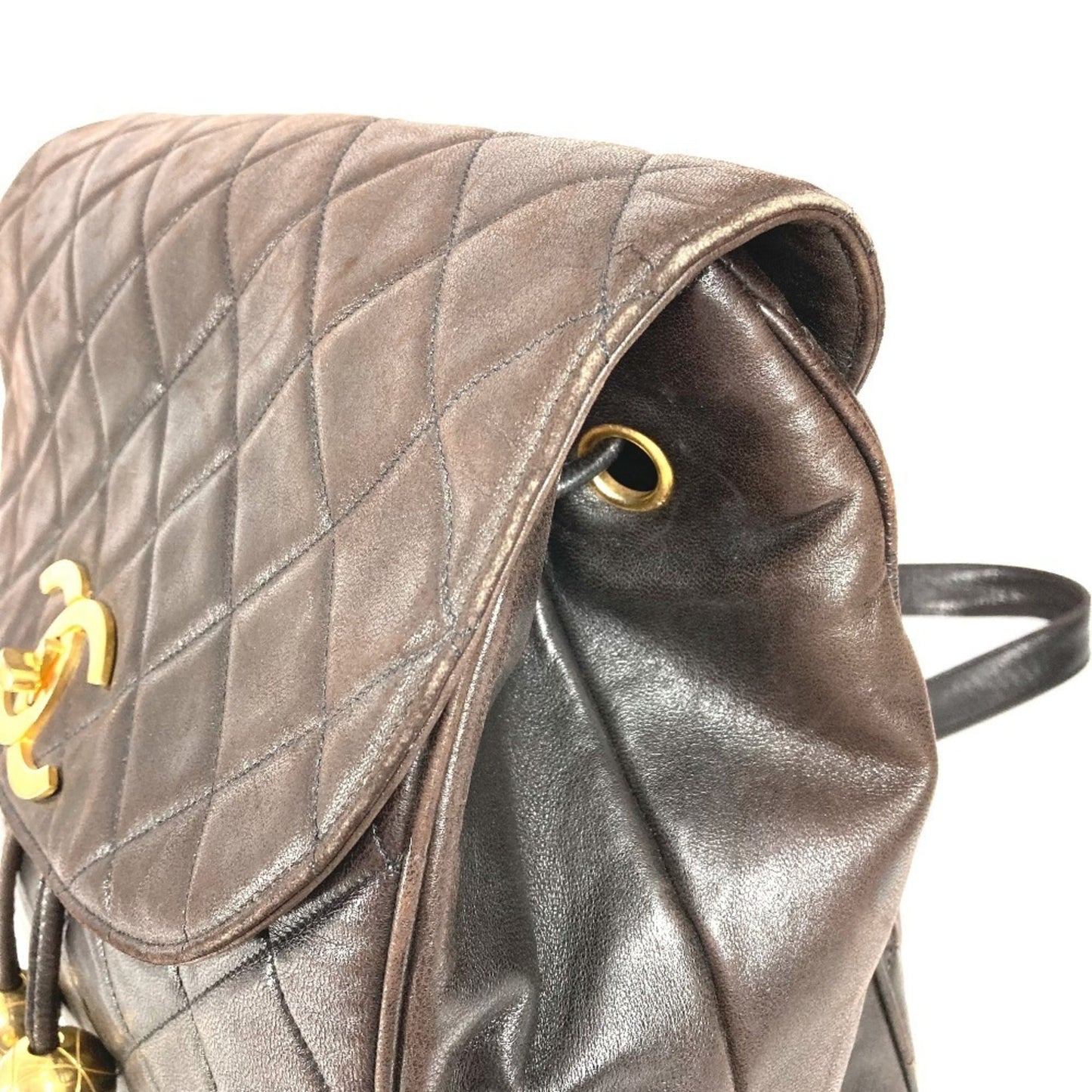Chanel Matelasse Quilted Vintage Cc Coco Mark Logo Backpack With Ball Drawstring And Chain