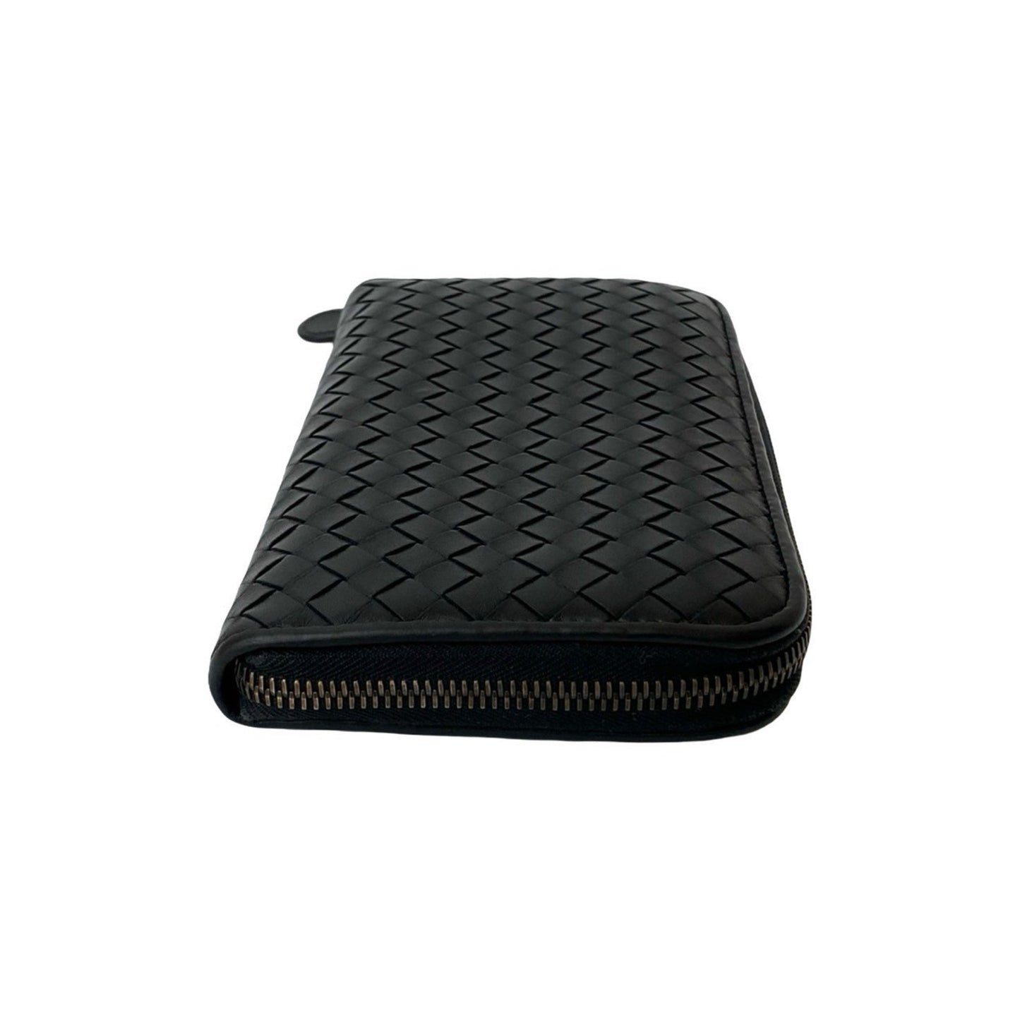 Bottega Veneta Intrecciato Round Zip Leather Long Wallet With Bill Compartment
