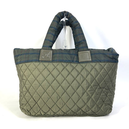 Chanel A48611 Quilted Shawl Medium Tote Shoulder Bag Check Tote Bag Khaki