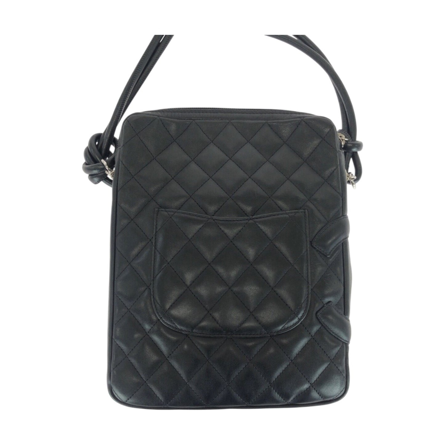 Chanel Matelasse Coco Mark Black Lambskin Shoulder Bag With Silver Hardware