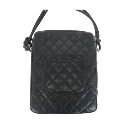 Chanel Matelasse Coco Mark Black Lambskin Shoulder Bag With Silver Hardware