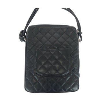 Chanel Matelasse Coco Mark Black Lambskin Shoulder Bag With Silver Hardware
