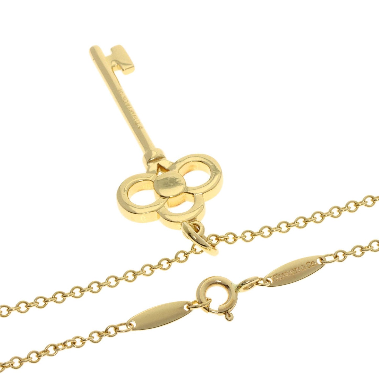 Tiffany Crown Key Diamond Necklace In 18K Yellow Gold