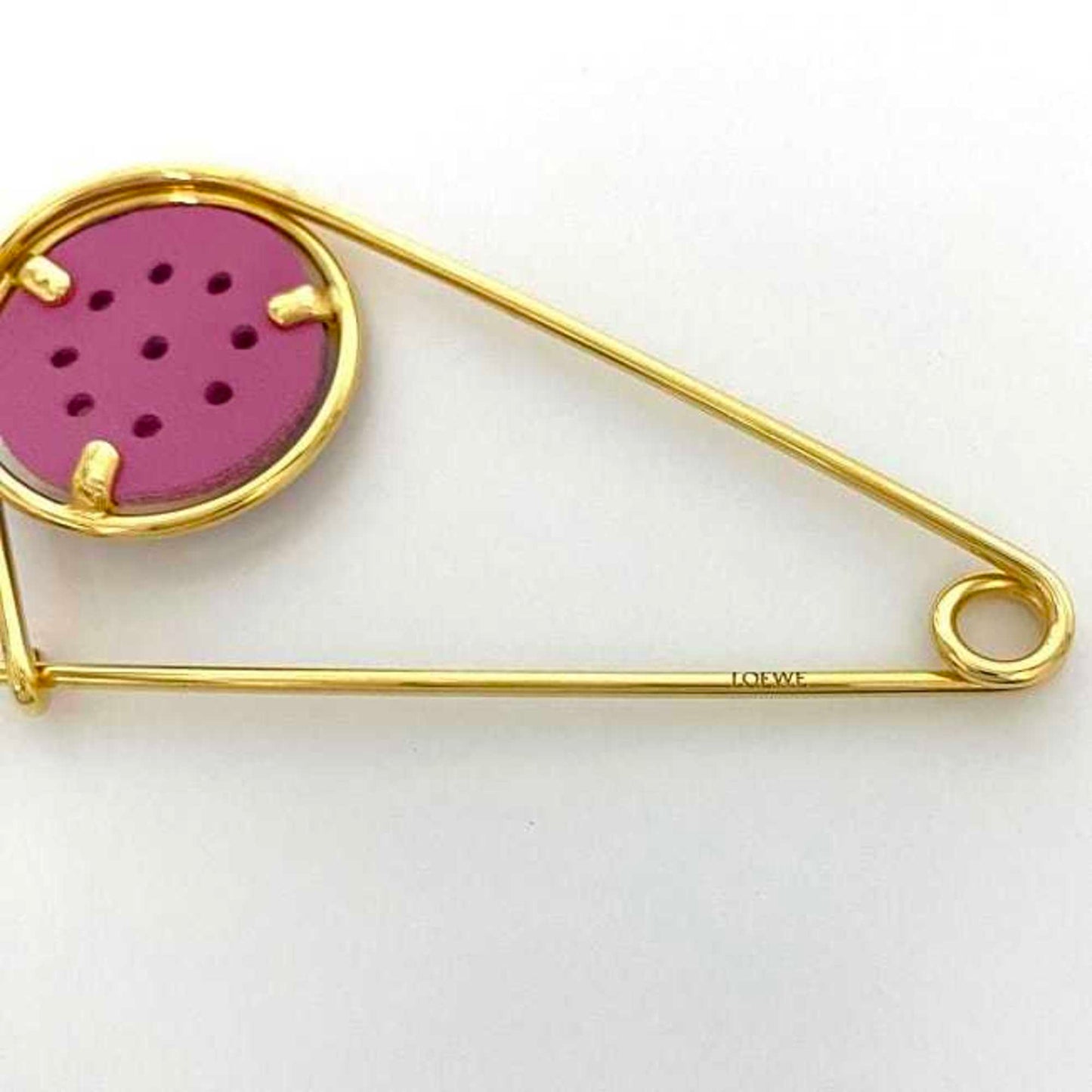 Loewe Mechano Pin Brooch Gold Purple Metal Leather