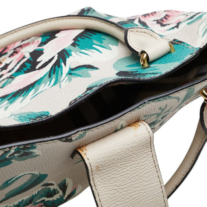 Burberry Check Buckle Tote With Floral Motif