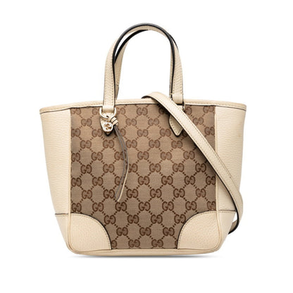 Gucci Gg Canvas Handbag/Shoulder Bag 2Way 449241 Beige Ivory Leather