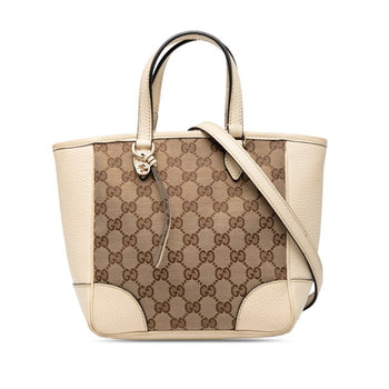 Gucci Gg Canvas Handbag/Shoulder Bag 2Way 449241 Beige Ivory Leather