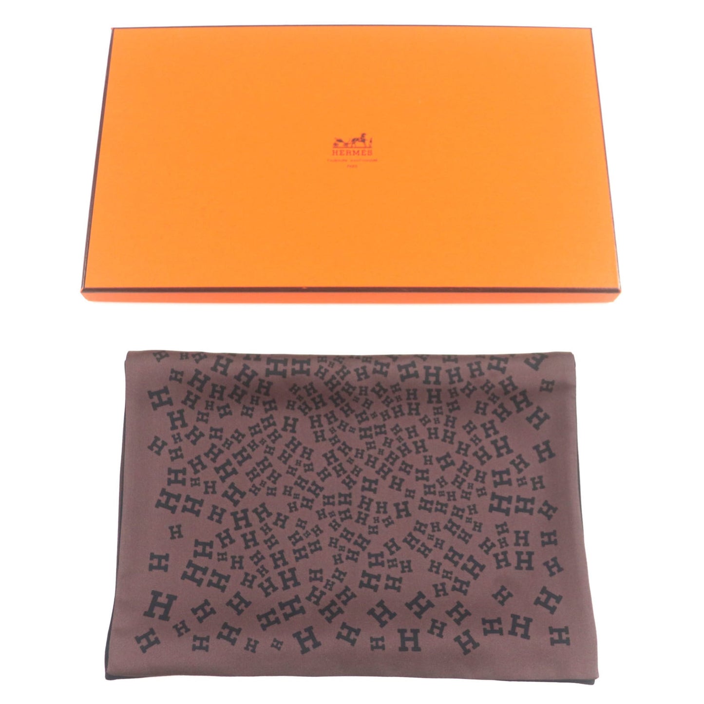 Hermes 100% Silk Reversible Scarf With Logo Print