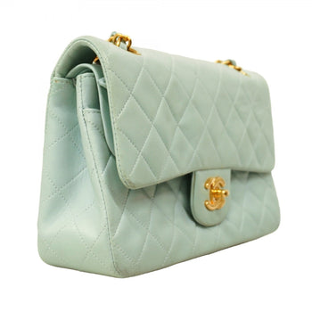 Chanel Shoulder Bag Matelasse Double Flap Chain Lambskin Green