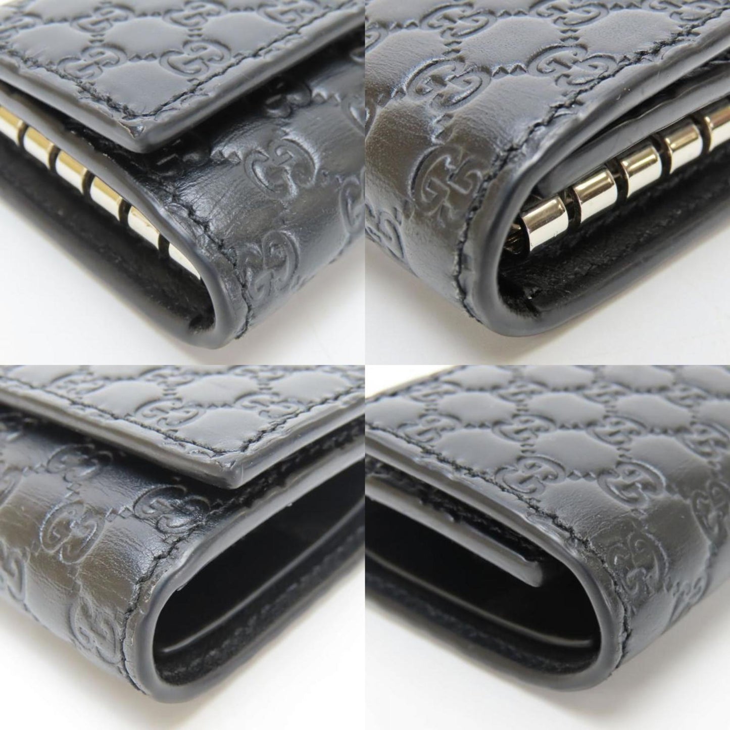 Gucci Key Case 150402 6-Ring Shimmer Leather Black Micro