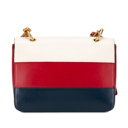 Gucci Queen Margaret Bee Tricolor Shoulder Bag 476542 White Red Navy Leather